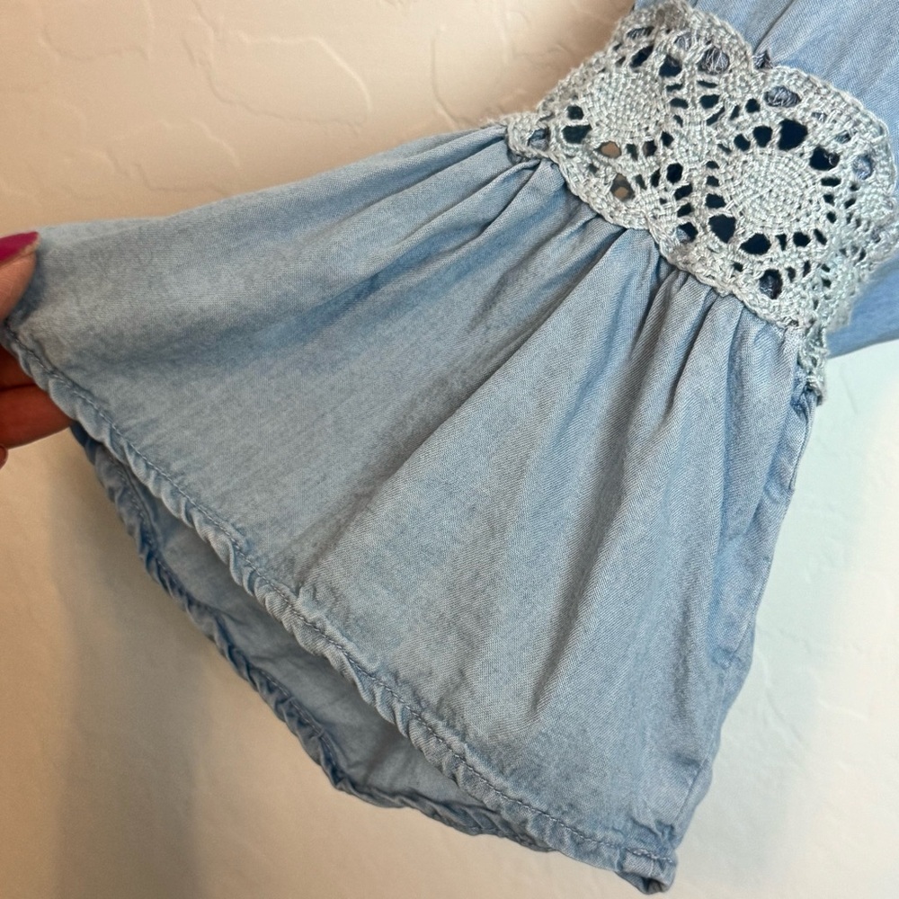 Alison‎ Andrew Blue Lace Detail Top size 1X peasant boho festival bell sleeve - Picture 6 of 10